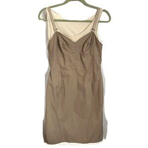 Philosophy Coquette Bustier Dress Beige Small VTG Y2K Sweetheart Lace-Up Boned